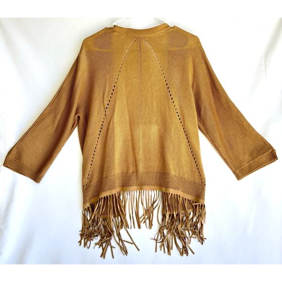 New York & Company Women's Cardigan Sweater Fringe Open Front Long Sleeve XS - Picture 5 of 6
